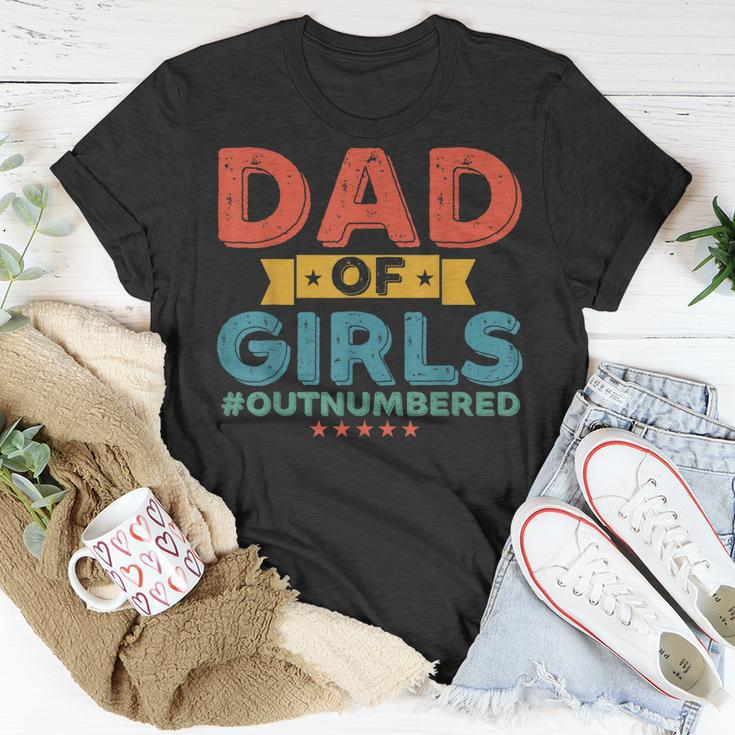 Girl Dad Outnumbered Fathers Day From Wife Daughter Vintage Unisex T-Shirt Unique Gifts
