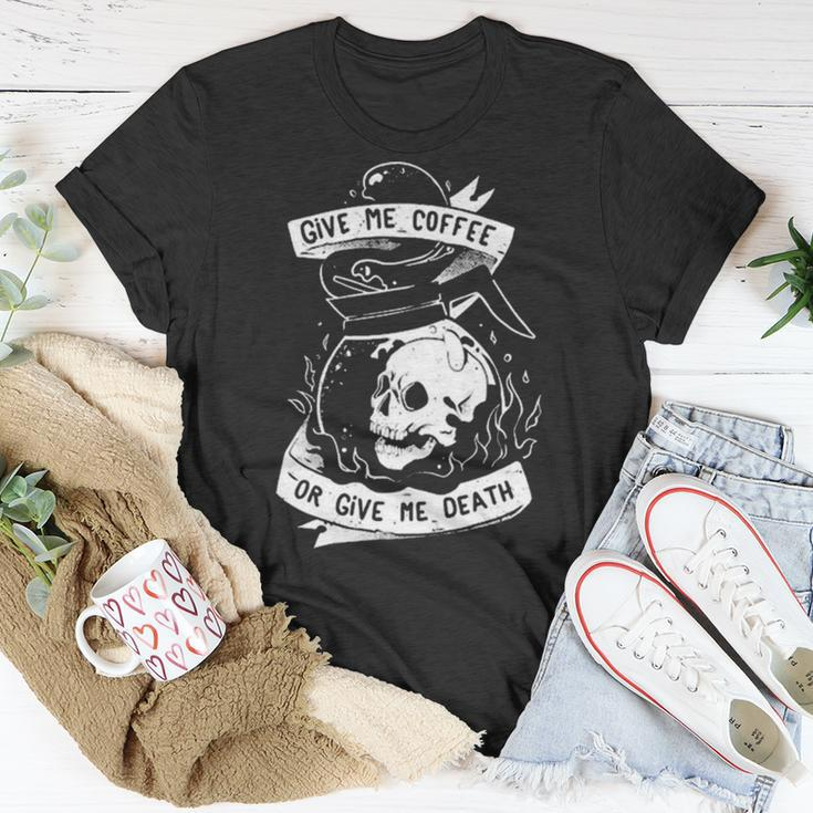 Give Me Coffee Or Give Me Death Skull Evil Unisex T-Shirt Unique Gifts