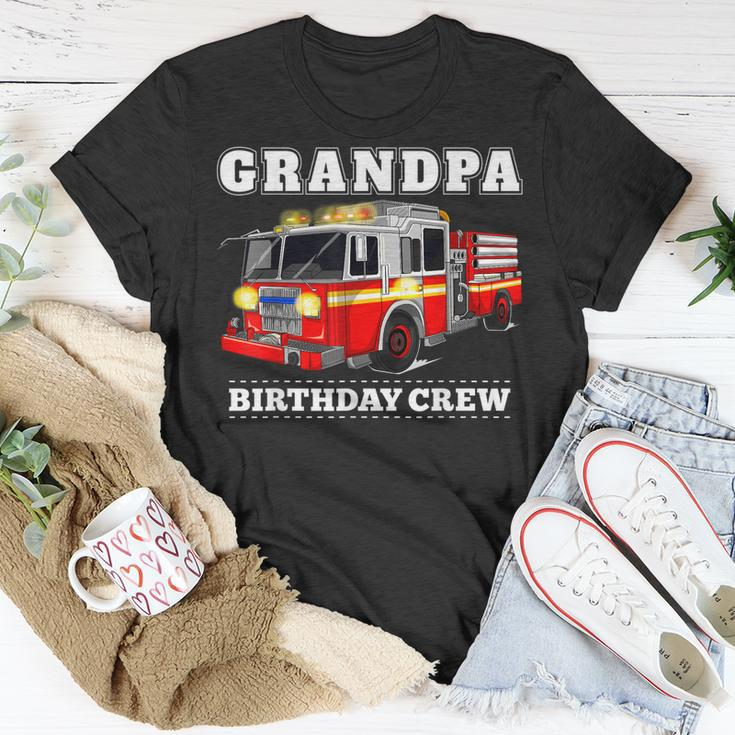 Grandpa Birthday Crew Fire Truck Firefighter Fireman Party T-Shirt Funny Gifts