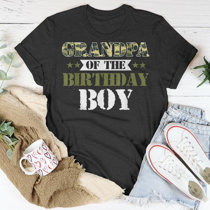 Grandpa Of The Birthday Boy Papa Camo Green Army Party Gift For Mens Unisex T-Shirt Unique Gifts
