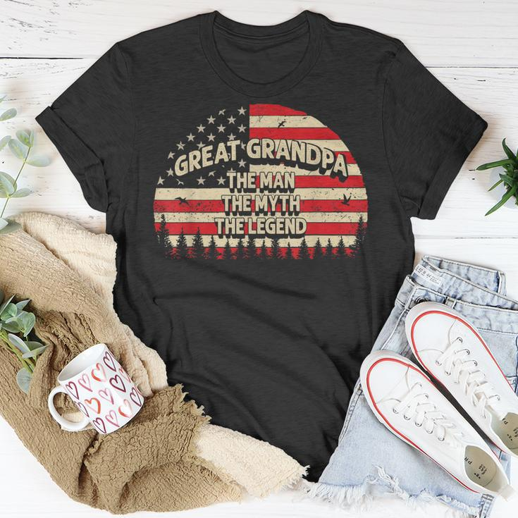 Great Grandpa The Man The Myth The Legend Usa Flag Grandpa Unisex T-Shirt Funny Gifts