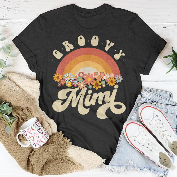 Groovy Mimi Retro Rainbow Colorful Flowers Design Grandma Unisex T-Shirt Unique Gifts