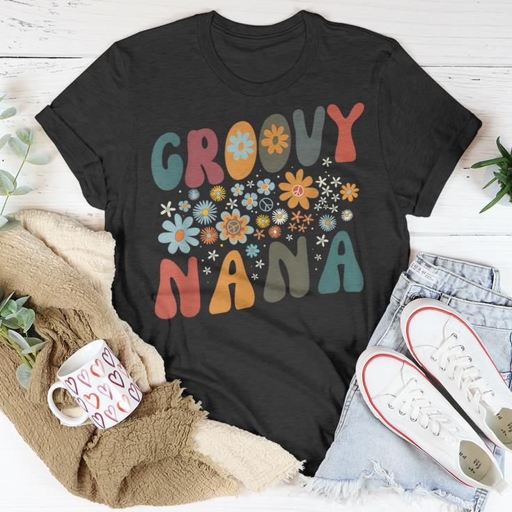 Groovy Nana Retro Colorful Flowers Design Grandma Unisex T-Shirt Unique Gifts