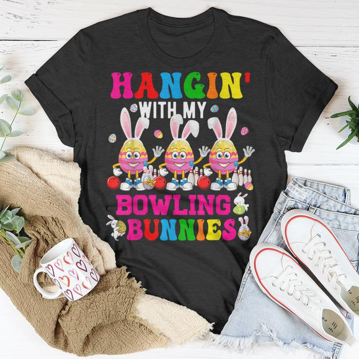 Hangin With My Bowling Bunnies Three Cute Bunny Eggs Player Unisex T-Shirt Unique Gifts