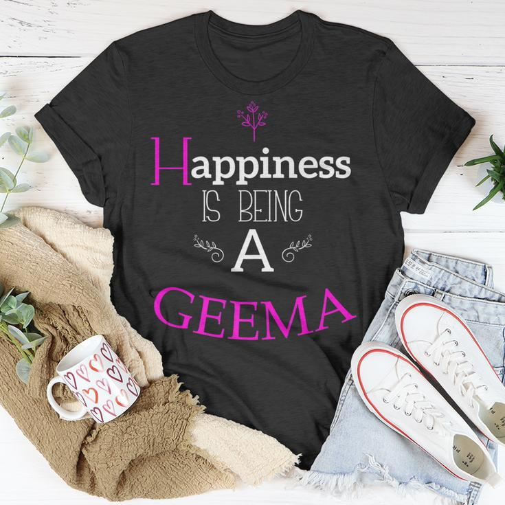 Happiness Is Being A Geema Grandma Nana Birthday Unisex T-Shirt Unique Gifts