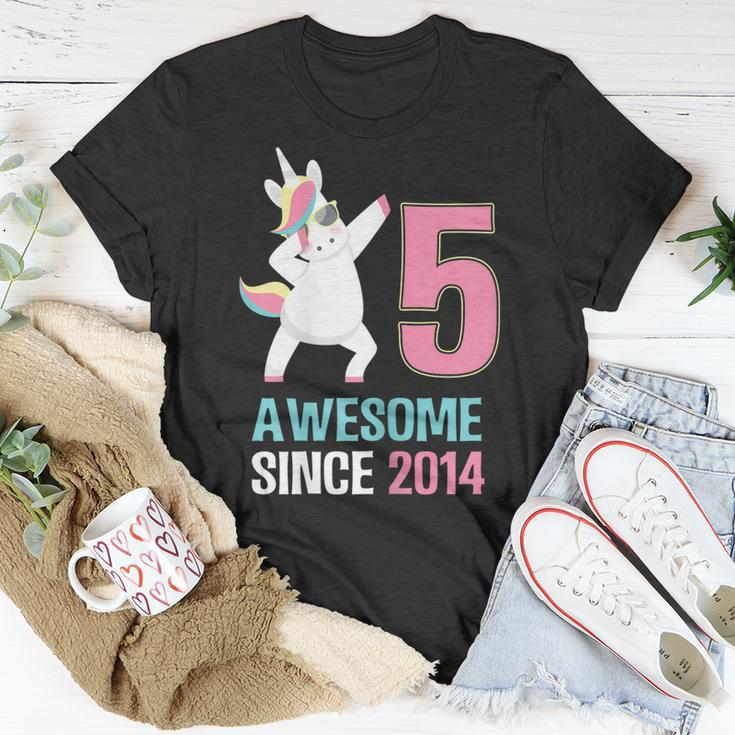 Happy 5Th Birthday UnicornShirt Awesome Since 2014 Unisex T-Shirt Unique Gifts