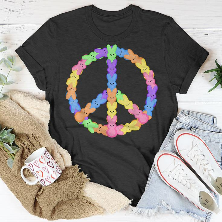 Happy Easter Bunny Peace Sign Cute Easter Basket Eggs Kids Unisex T-Shirt Unique Gifts