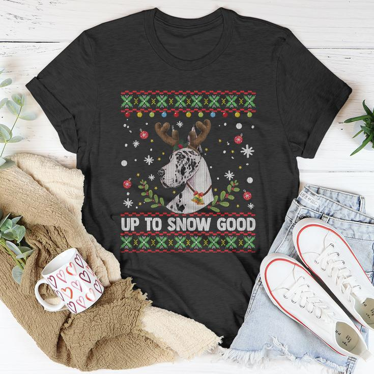 Harlequin Great Dane Dog Reindeer Ugly Christmas Sweater Great Gift Unisex T-Shirt Unique Gifts