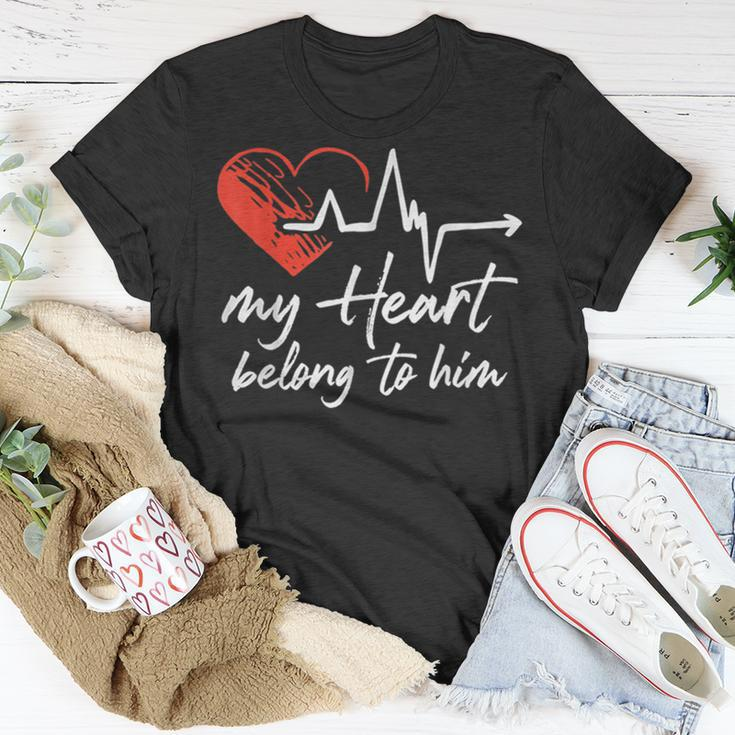 My Heart Belong To Him Couple Awesome Valentine T-Shirt Funny Gifts