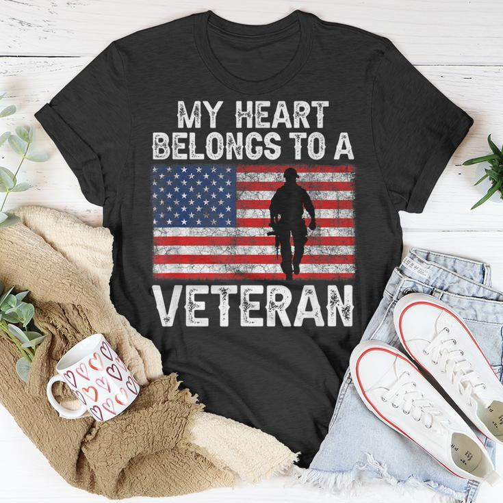 My Heart Belongs To A Veteran Army Veteran Fathers Day T-Shirt Funny Gifts