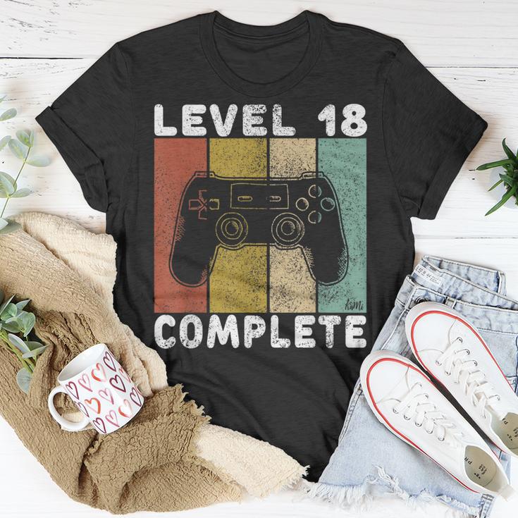 Herren 18 Geburtstag Jungen Gamer Level 18 Complete T-Shirt Lustige Geschenke