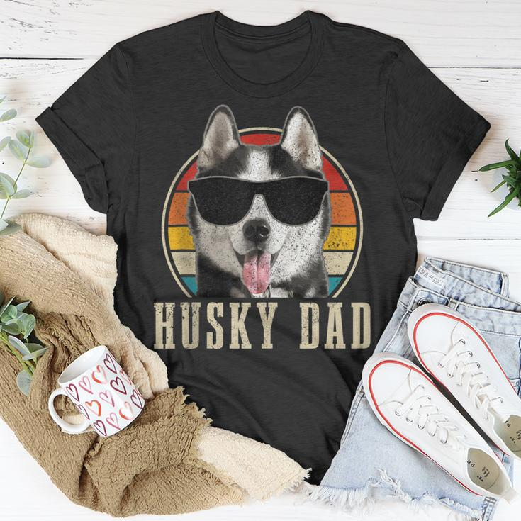 Mens Husky Dad Dog Sunglasses Vintage Siberian Husky T-Shirt Funny Gifts