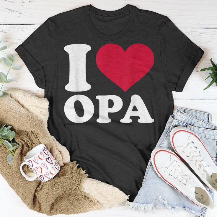 I Love Opa Herz-Motiv T-Shirt in Schwarz, Geschenkidee für Großväter Lustige Geschenke