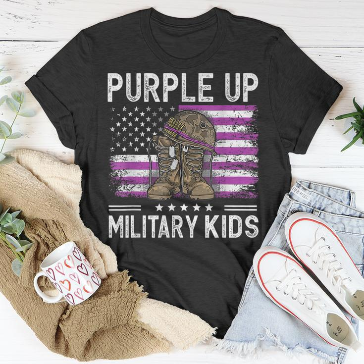 I Purple Up Month Of Military Kids Boots Us Flag Vintage Unisex T-Shirt Unique Gifts