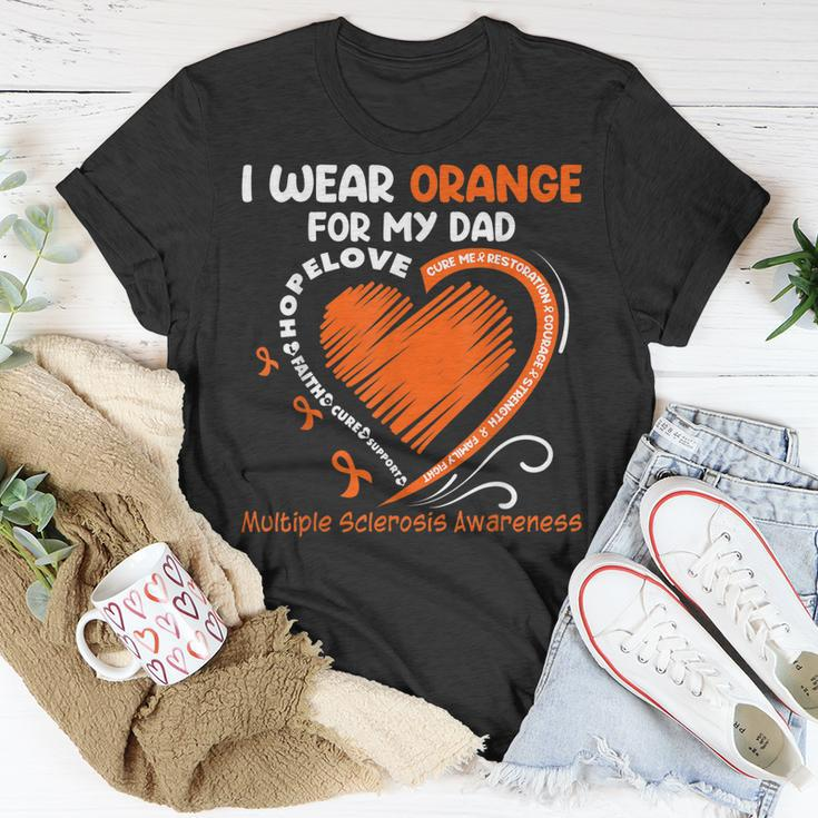 I Wear Orange For My Dad Ms Multiple Sclerosis Awareness Unisex T-Shirt Unique Gifts