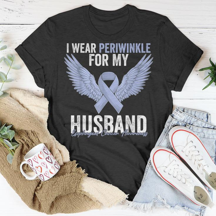 I Wear Periwinkle For My Husband Esophageal Cancer Awareness Unisex T-Shirt Unique Gifts