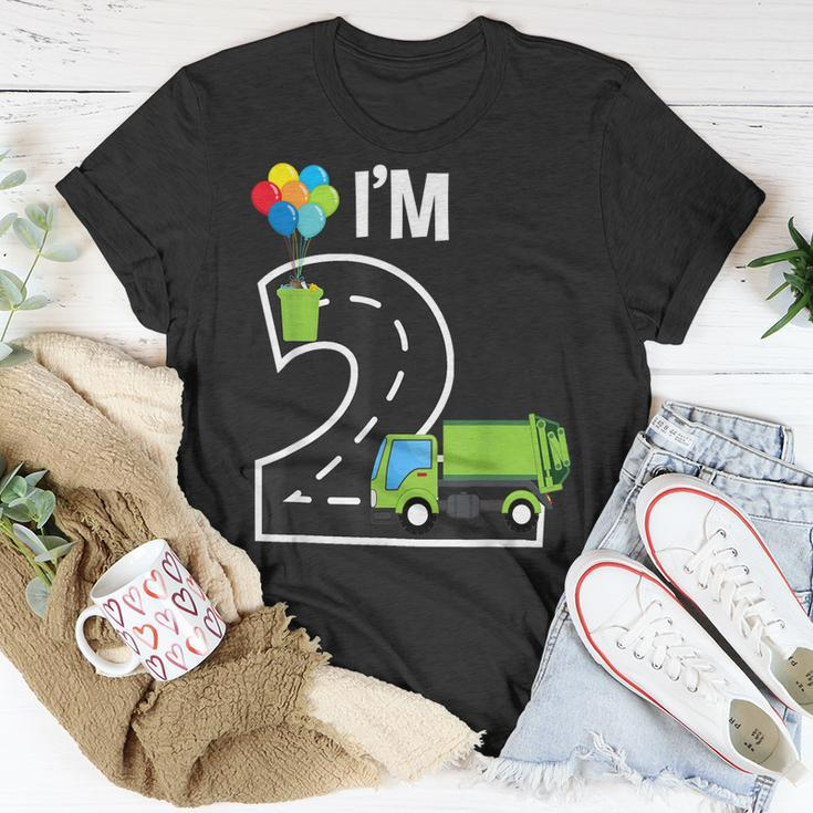 Im Two 2 Year Old Birthday Boy Garbage Truck Toddler Unisex T-Shirt Unique Gifts