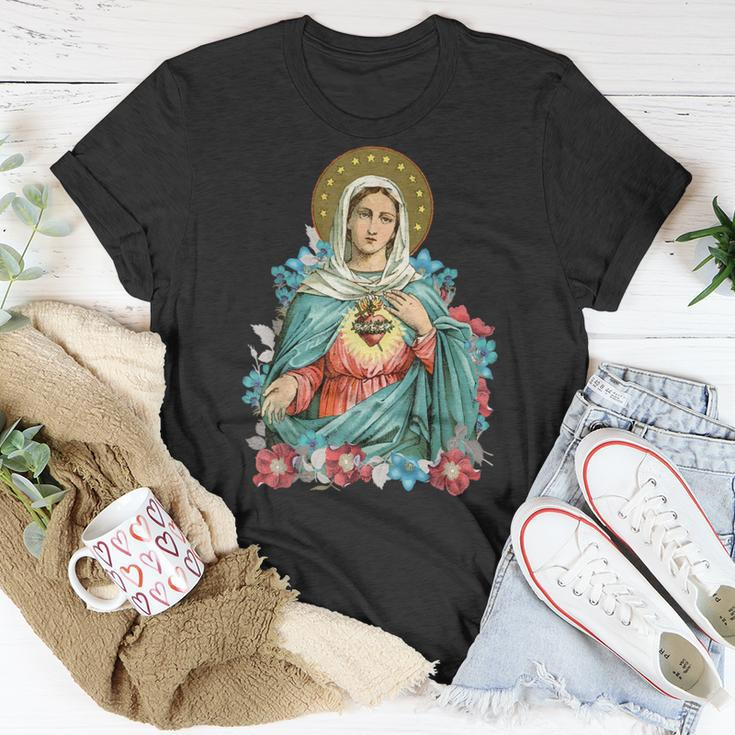 Immaculate Heart Of Mary Our Blessed Mother Catholic VintageUnisex T-Shirt Unique Gifts