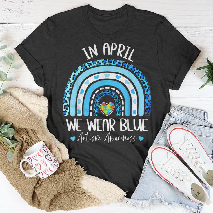 In April We Wear Blues Autism Awareness Month Puzzle Rainbow Unisex T ...