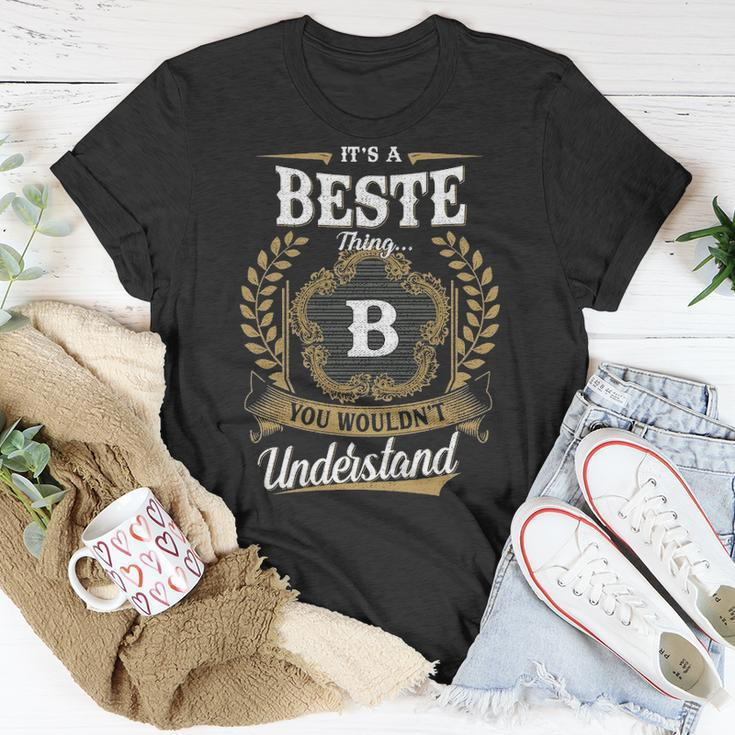 Its A Beste Thing You Wouldnt Understand Shirt Beste Family Crest Coat Of Arm Unisex T-Shirt Funny Gifts