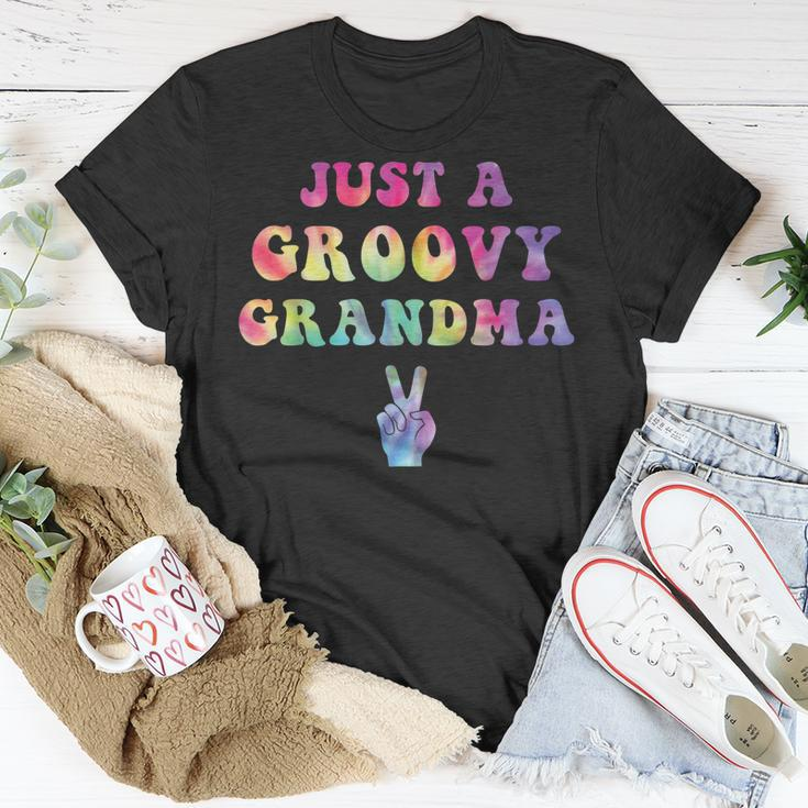 Just A Groovy Grandma Tie Dye Hippie Mom Boho Peace Sign Unisex T-Shirt Unique Gifts
