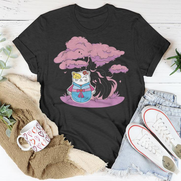 Katze Asiatisch Sakura Baum Kawaii Sempai T-Shirt Lustige Geschenke