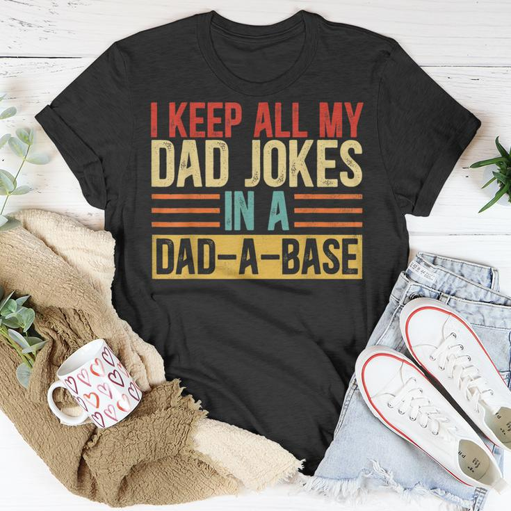 I Keep All My Dad Jokes In A Dad-A-Base Vintage Jokes T-Shirt Funny Gifts