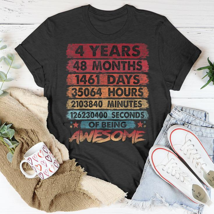 Kids 4Th Birthday 4 Years Old Vintage Retro 48 Months Unisex T-Shirt Unique Gifts