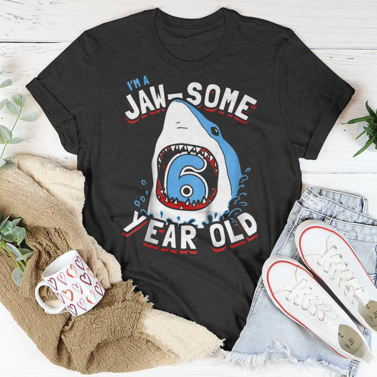 Kids 6Th Birthday Boys Shark | Jaw-Some 6 Year Old Unisex T-Shirt Unique Gifts
