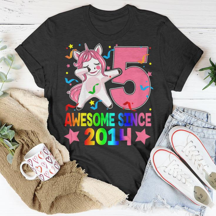 Kids Awesome Since 2014 5Th Birthday Unicorn DabbingShirt Girl Unisex T-Shirt Unique Gifts