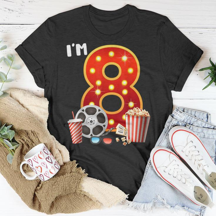 Kids Im 8Th Movie Night Birthday 8 Years Old Theme Birthday Unisex T-Shirt Unique Gifts
