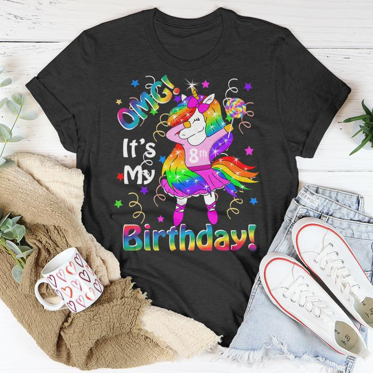 Kids Omg Its My 8Th Birthday Girls Unicorn 8 Years Old Outfit Unisex T-Shirt Unique Gifts