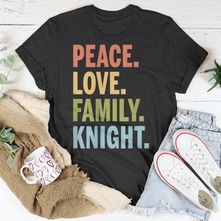 Knight Last Name Peace Love Family Matching Unisex T-Shirt Funny Gifts