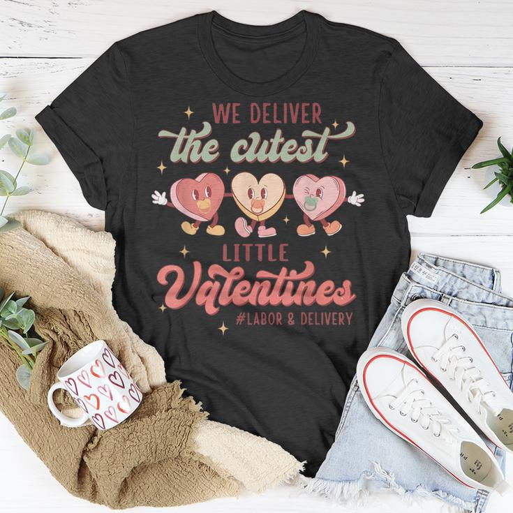 Labor And Delivery Tech L&D Valentines Day Groovy Heart T-Shirt Funny Gifts