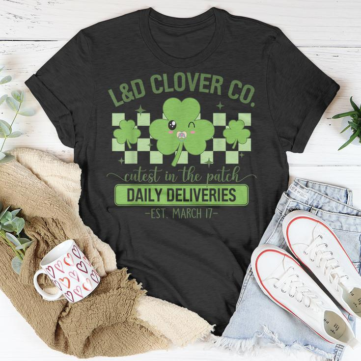 L&D Clover Co St Patricks Day Labor And Delivery T-Shirt Funny Gifts