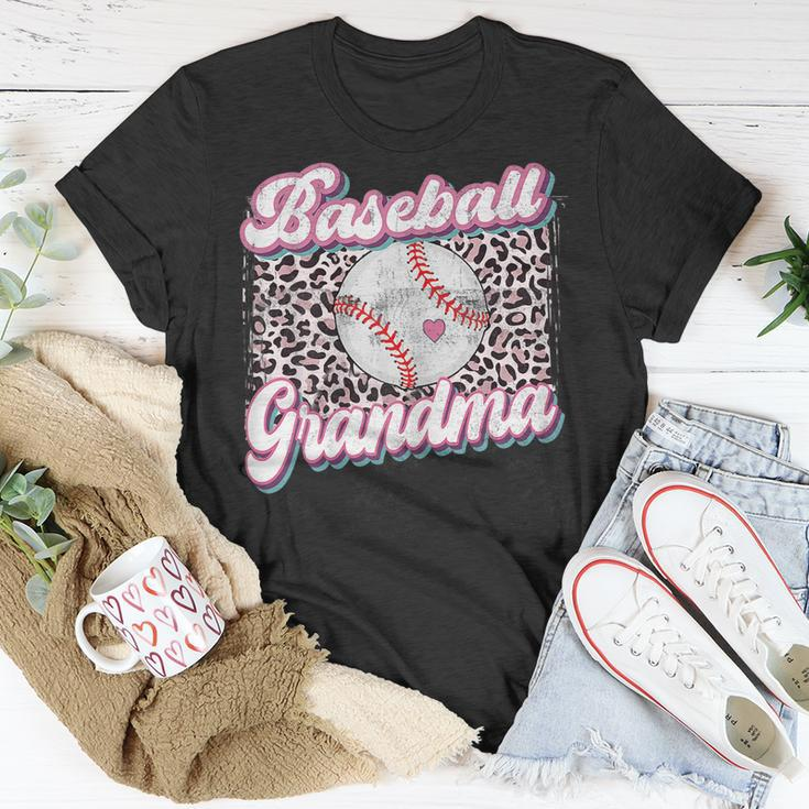 Leopard Baseball Grandma Game Day Softball Mothers Day Gift For Womens Unisex T-Shirt Unique Gifts