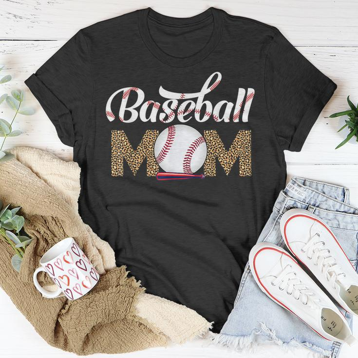 Leopard Baseball Mom Mothers Day Catcher Mom Life Womens Unisex T-Shirt Unique Gifts