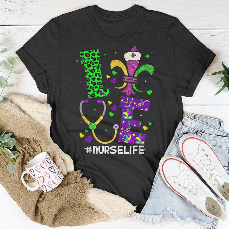 Leopard Love Nurse Life Scrub Nurse Mardi Gras Women Rn Icu T-Shirt Funny Gifts