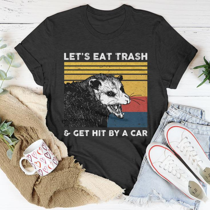 Lets Eat Trash And Get Hit By A Car Opossum Vintage Cute Gift Unisex T-Shirt Unique Gifts
