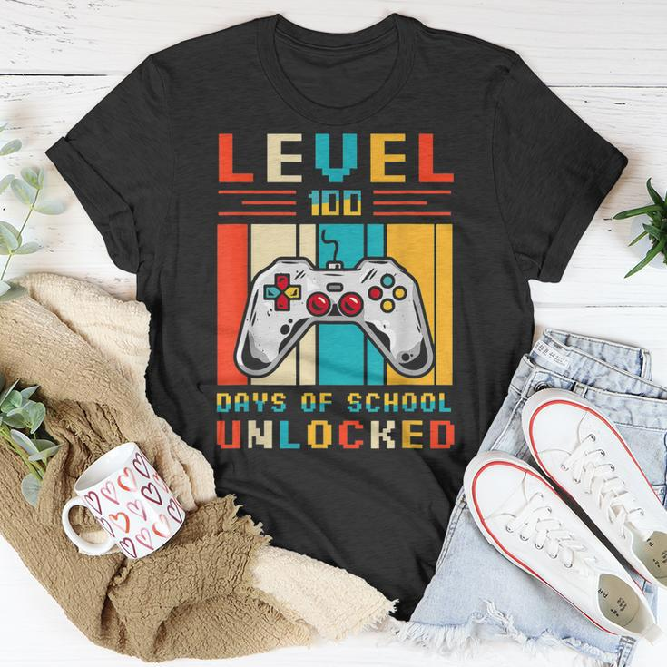 Level 100 Days Of School Unlocked Video Game Controller T-Shirt Funny Gifts