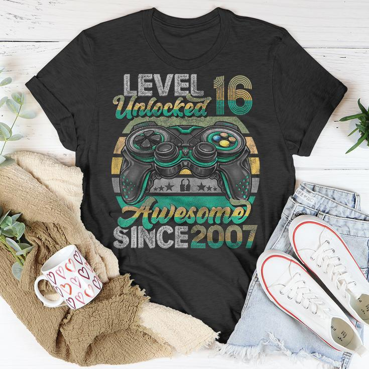 Level 16 Unlocked Awesome Since 2007 16Th Birthday Gaming T-Shirt Funny Gifts