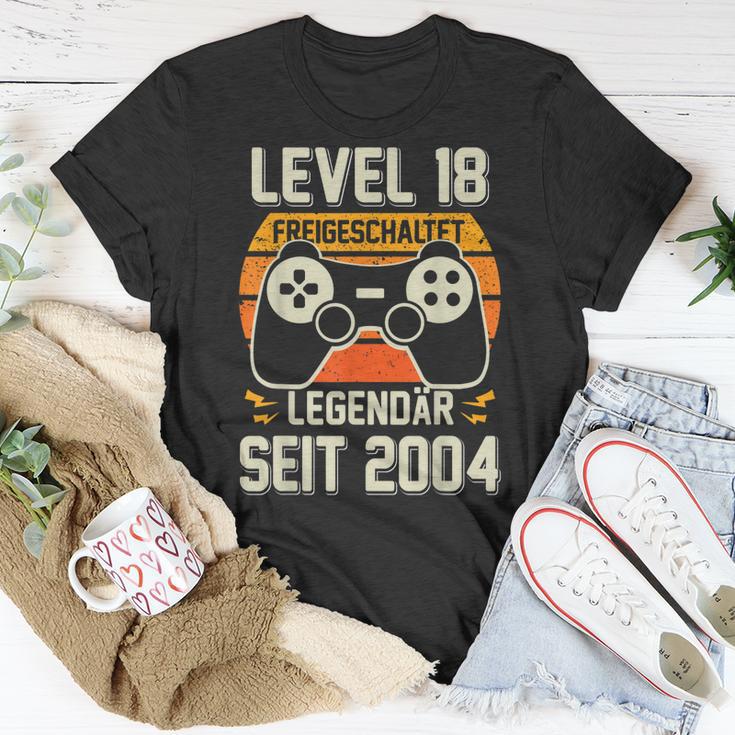 Level 18 Jahre Geburtstags Junge Gamer 2004 Geburtstag T-Shirt Lustige Geschenke