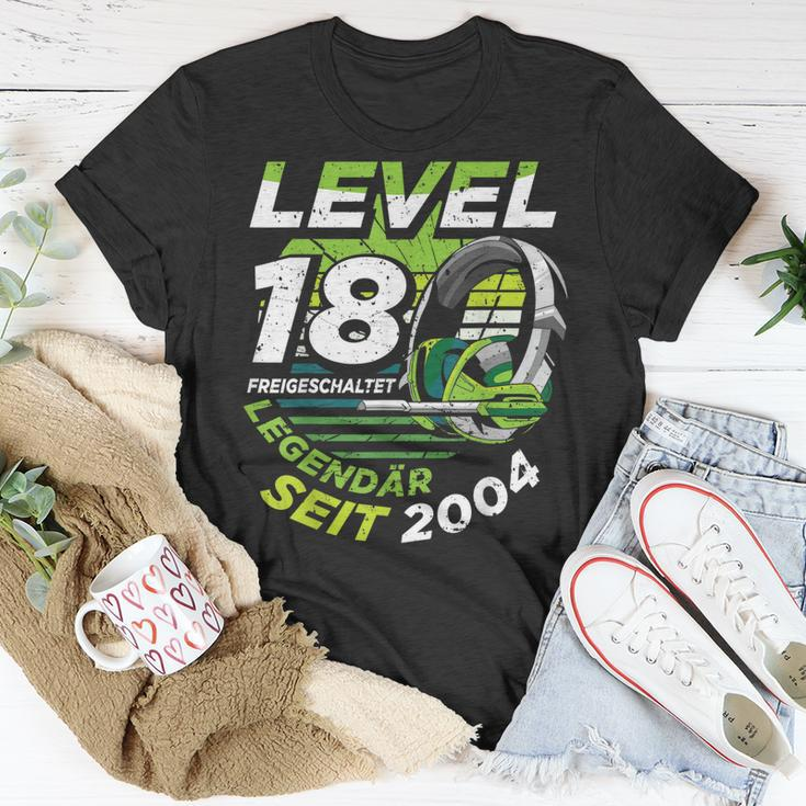 Level 18 Jahre Geburtstags Junge Gamer 2004 Geburtstag V2 T-Shirt Lustige Geschenke