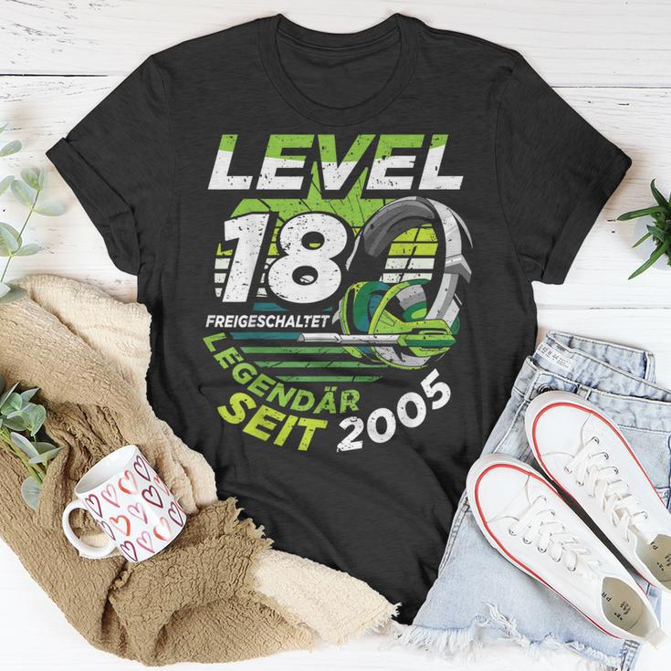 Level 18 Jahre Geburtstags Junge Gamer 2005 Geburtstag T-Shirt Lustige Geschenke