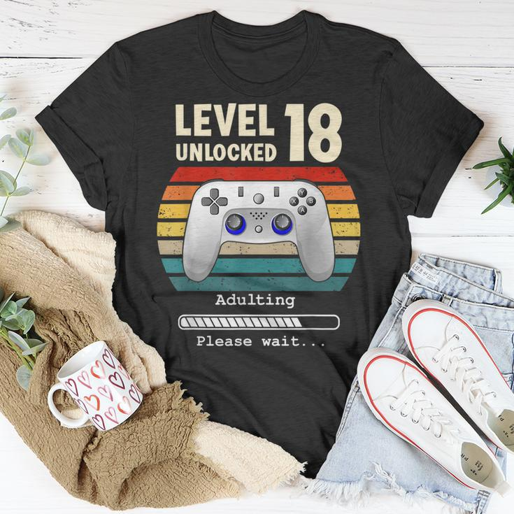 Level 18 Unlocked Male 18 Year Old Boy Birthday Bday Nage T-shirt Funny Gifts