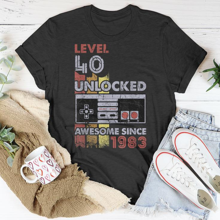 Level 40 Unlocked Gamer 40Th Birthday Gift Video Game Lovers Unisex T-Shirt Unique Gifts
