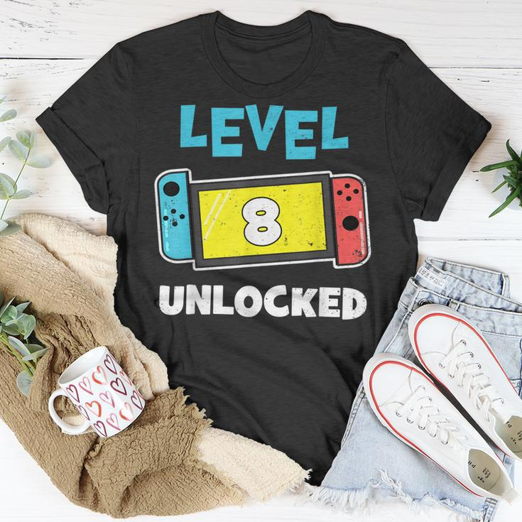 Level 8 Unlocked Gamer 8Th Birthday Video Game Lovers Unisex T-Shirt Unique Gifts