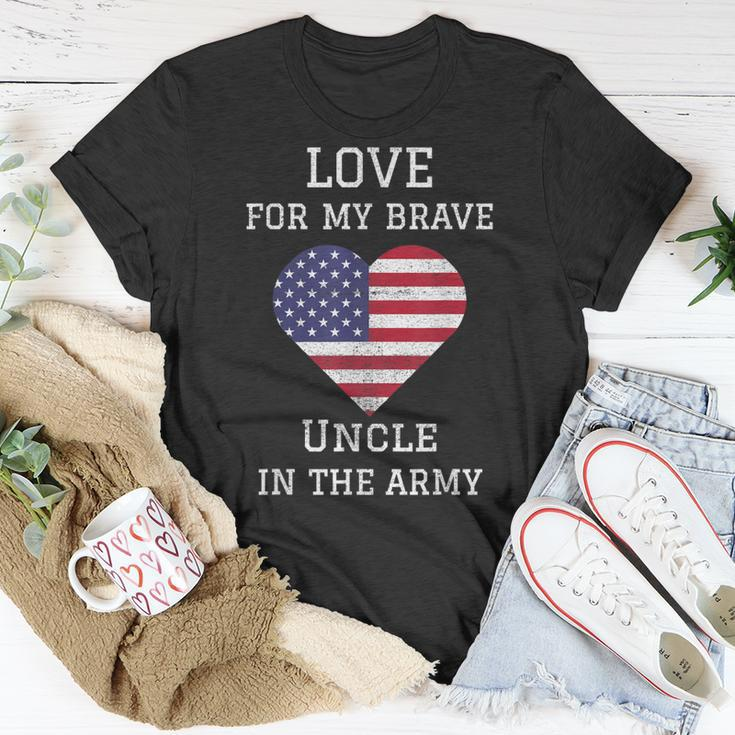 Love For My Brave Uncle In The Army American Heart Unisex T-Shirt Unique Gifts