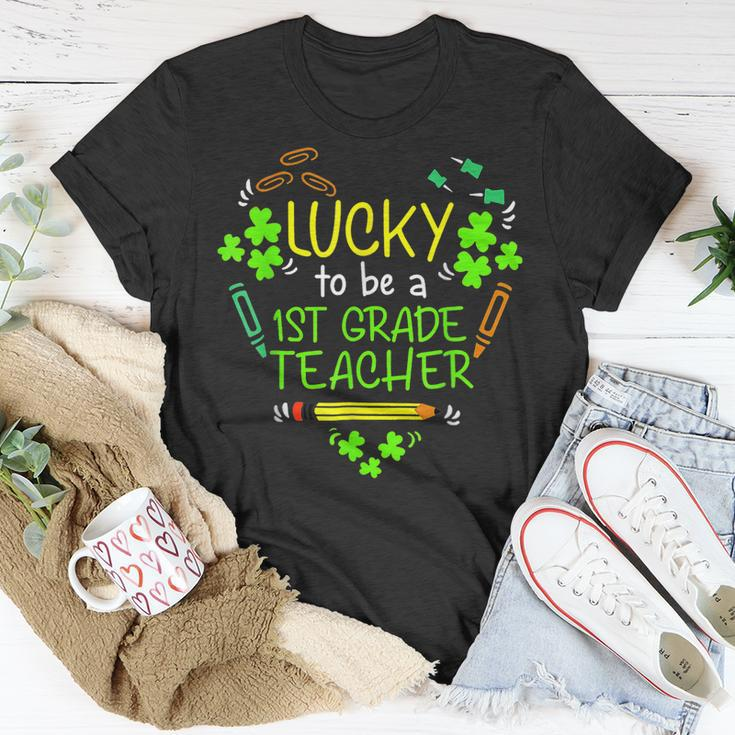 Lucky To Be A 1St Grade Teacher Shamrock St Patricks Day T-Shirt Funny Gifts
