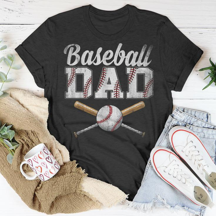 Mens Baseball Dad For Dad Fathers Day Baseball Lovers Unisex T-Shirt Unique Gifts